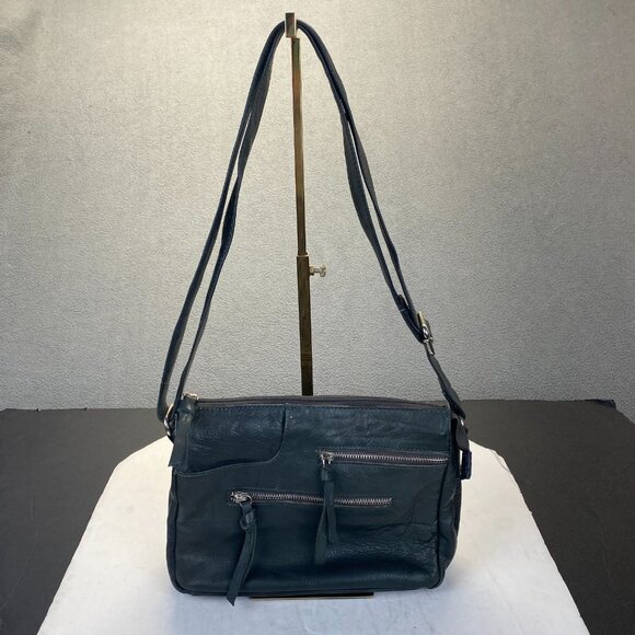 Great American 100% LeatherExterior  Black Crossbody Purse Shoulder Bag - Picture 10 of 15